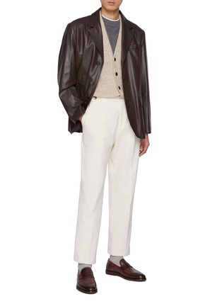 Figure View - Click To Enlarge - BRUNELLO CUCINELLI - Single Breasted Leather Blazer