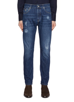 Main View - Click To Enlarge - BRUNELLO CUCINELLI - Leisure Fit Dark Wash Jeans