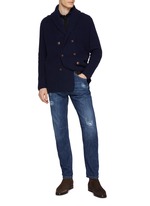 BRUNELLO CUCINELLI デニム ボタンフライ 刺繍ロゴ レザー