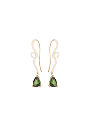 Main View - Click To Enlarge - BEA BONGIASCA - Alicia Enamel 18K Gold Green Tourmaline Pendant Earrings