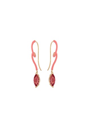 Main View - Click To Enlarge - BEA BONGIASCA - Alicia Enamel 18K Gold Pink Tourmaline Pendant Earrings