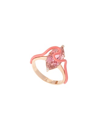 Main View - Click To Enlarge - BEA BONGIASCA - Matilda Enamel 18K Gold Pink Tourmaline Ring — EU 54