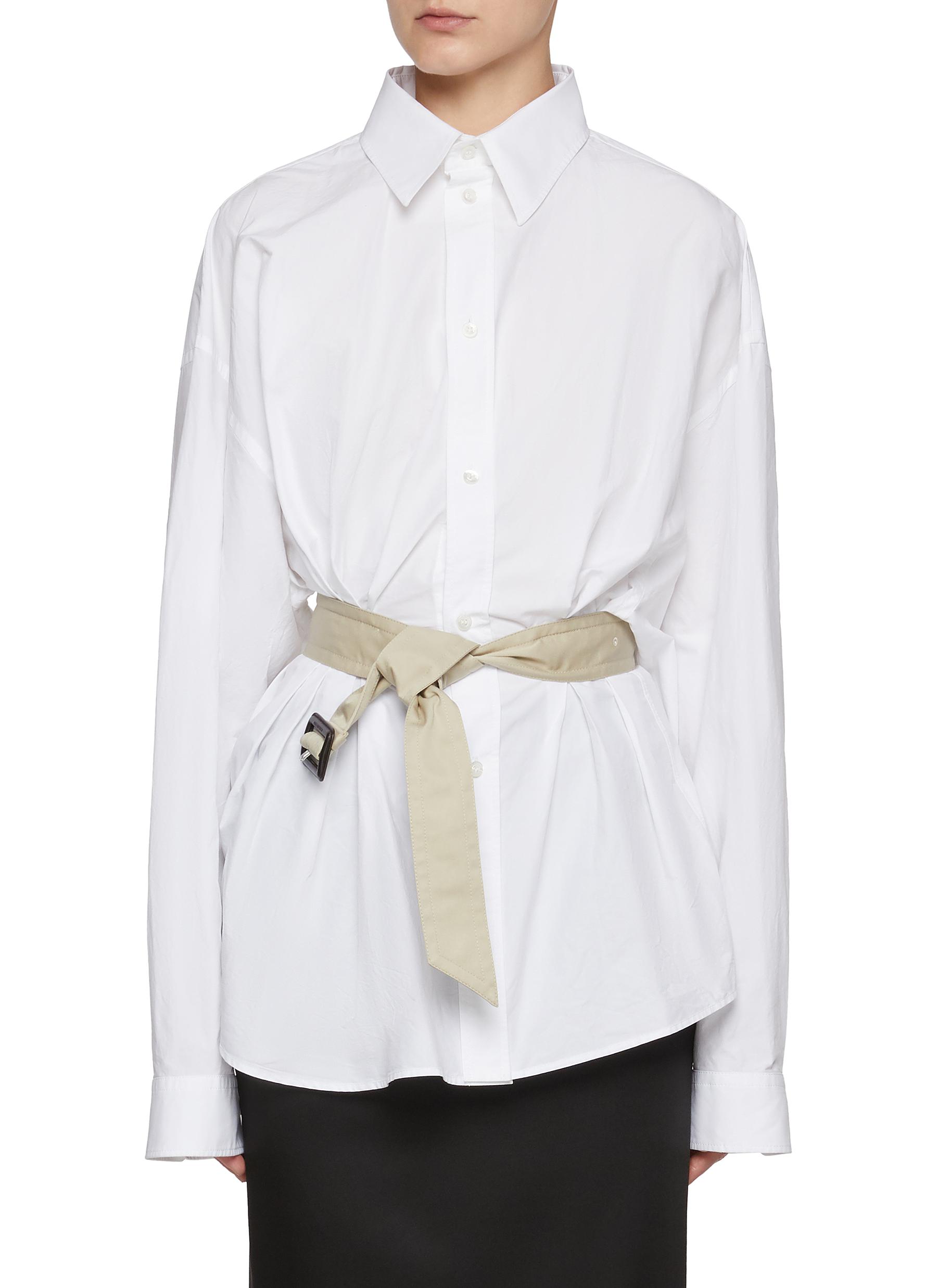 BALENCIAGA | Contrast Belt Cotton Poplin Shirt | Women