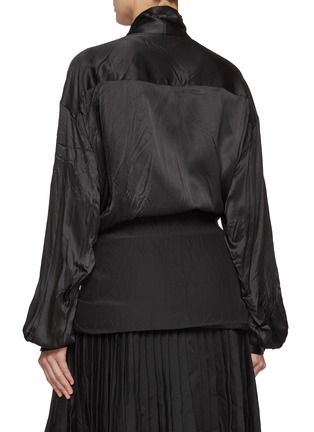 Back View - Click To Enlarge - BALENCIAGA - Ribbon Neckline Silk Blouse