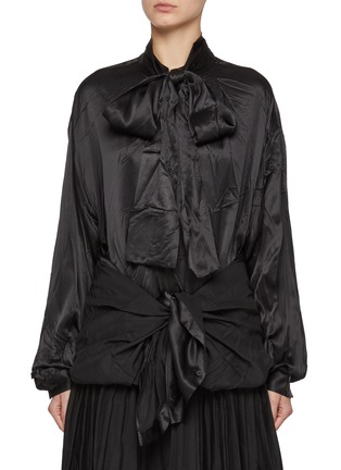 Main View - Click To Enlarge - BALENCIAGA - Ribbon Neckline Silk Blouse