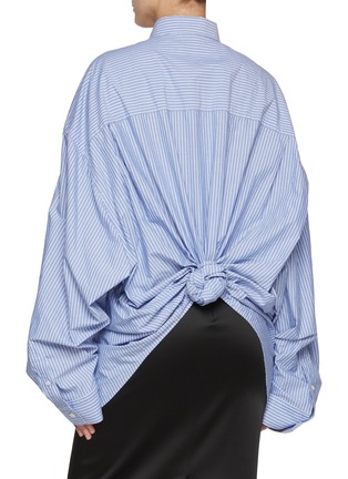 Back View - Click To Enlarge - BALENCIAGA - Striped Hem Knot Cotton Poplin Shirt