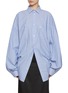 Main View - Click To Enlarge - BALENCIAGA - Striped Hem Knot Cotton Poplin Shirt