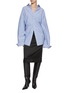 Figure View - Click To Enlarge - BALENCIAGA - Striped Hem Knot Cotton Poplin Shirt