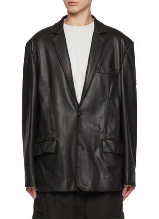 Main View - Click To Enlarge - BALENCIAGA - Notch Lapel Single Breasted Leather Blazer