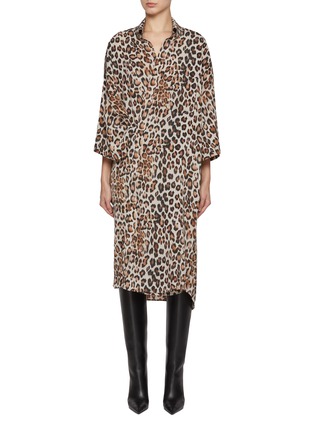 Main View - Click To Enlarge - BALENCIAGA - Wrap Front Leopard Print Shirt Dress