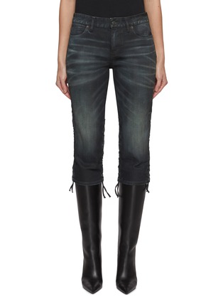 Main View - Click To Enlarge - BALENCIAGA - Ruched Denim Capri Jeans