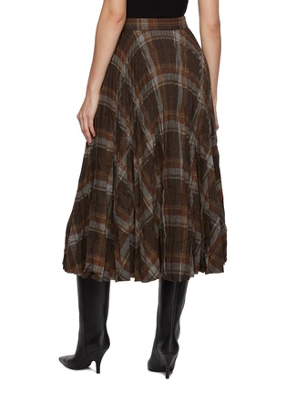 Back View - Click To Enlarge - BALENCIAGA - Pleated Plaid Wool Blend Midi Skirt