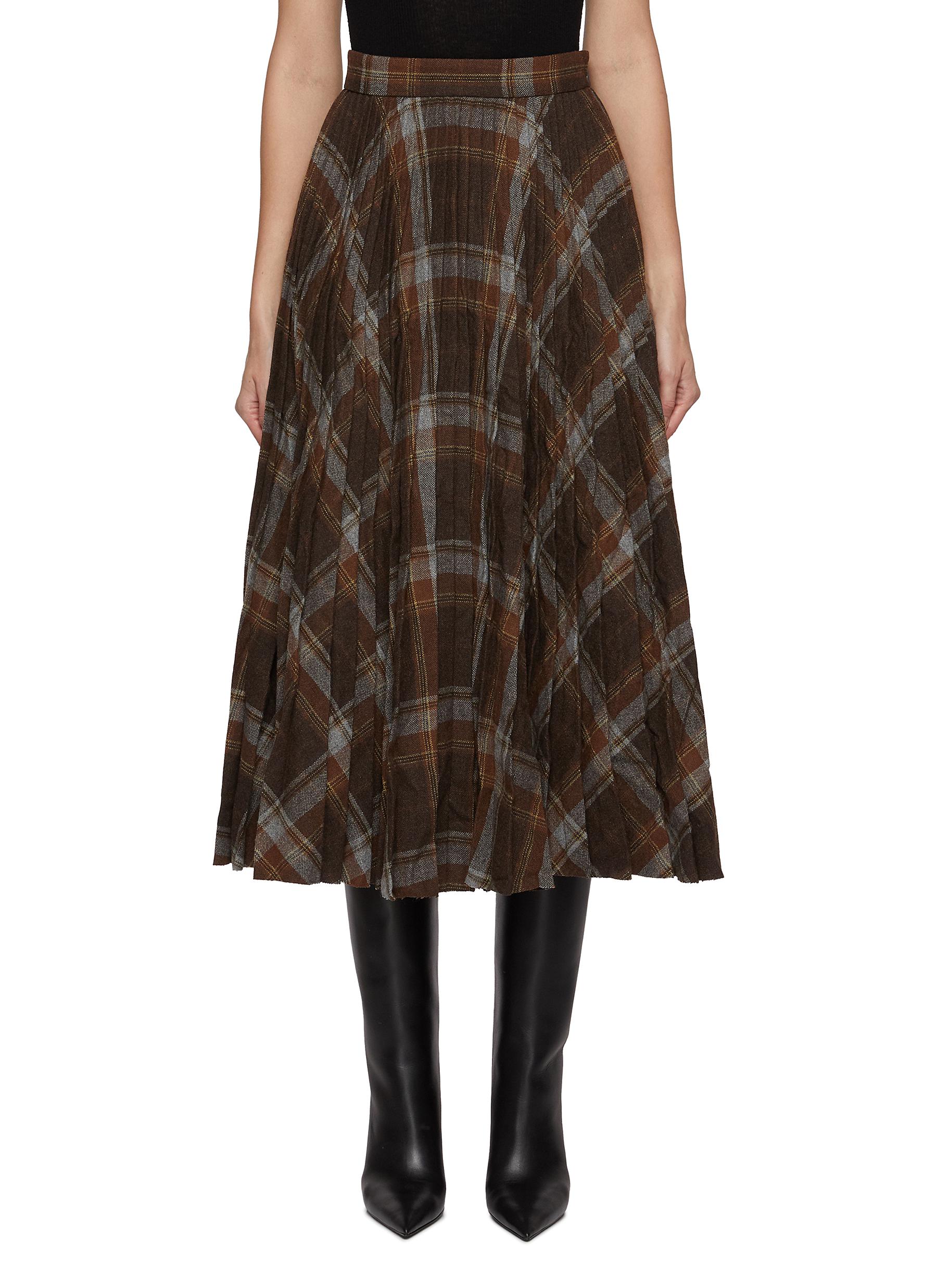 The New Plaid Woolen Long Skirt Female