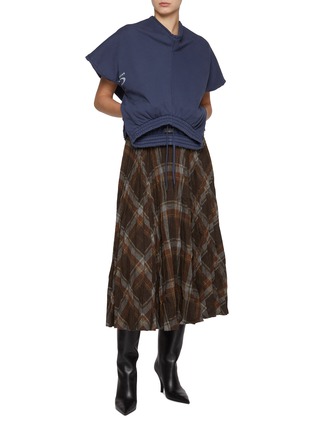 BALENCIAGA Pleated Plaid Wool Blend Midi Skirt Women Lane Crawford