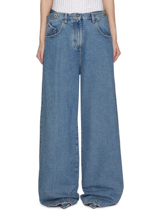 Main View - Click To Enlarge - THE ATTICO - Double Waistband Cotton Wide Leg Jeans