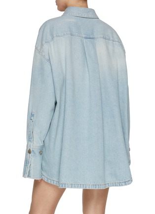 Back View - Click To Enlarge - THE ATTICO - Asymmetrical Hem Cotton Denim Shirt