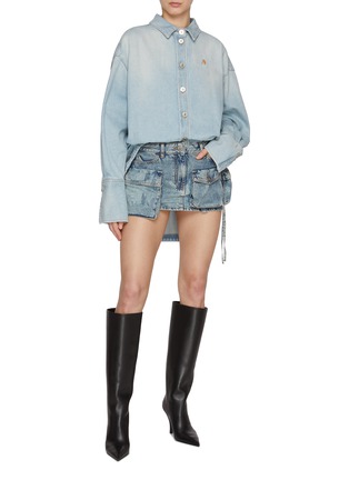 Figure View - Click To Enlarge - THE ATTICO - Asymmetrical Hem Cotton Denim Shirt