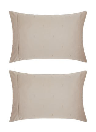 Main View - Click To Enlarge - NAKEDLAB - Modal Dobby Embroidery Pillowcase Set of 2 — Byron Sand