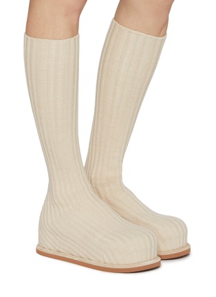 Figure View - Click To Enlarge - AMINA MUADDI - Veneda Stretch Ribbed Knit Flatform Boot