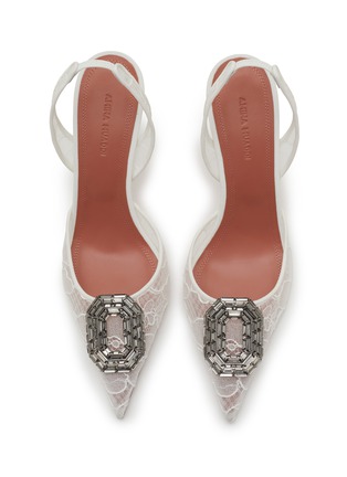 Detail View - Click To Enlarge - AMINA MUADDI - Camelia 90 Lace Slingback Pumps