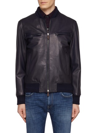 Main View - Click To Enlarge - ISAIA - Zip Up Chest Pocket Leather Jacket