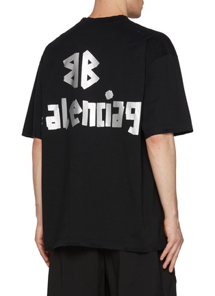 Back View - Click To Enlarge - BALENCIAGA - Tape Logo Cotton T-Shirt