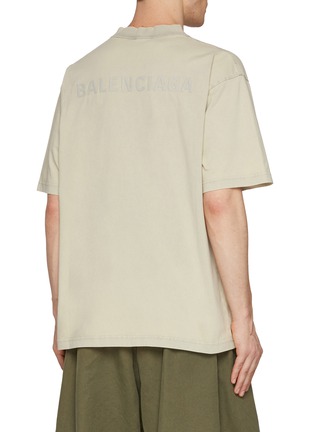 Back View - Click To Enlarge - BALENCIAGA - Balenciaga Logo Cotton T-Shirt