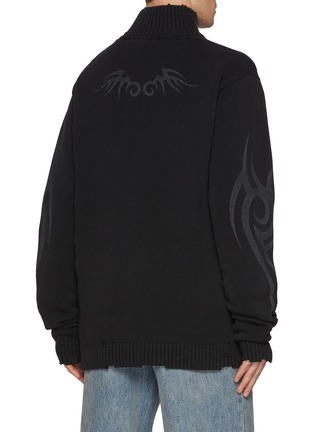 Back View - Click To Enlarge - BALENCIAGA - Tribal Print Zip Up Cotton Sweater