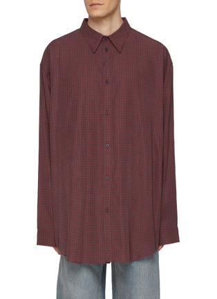 Main View - Click To Enlarge - BALENCIAGA - Oversized Fluid Poplin Micro Check Shirt