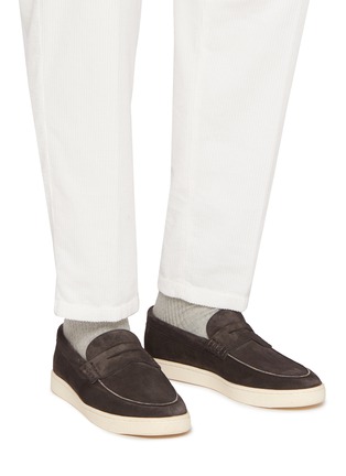 Figure View - Click To Enlarge - BRUNELLO CUCINELLI - Beefroll Suede Penny Loafers