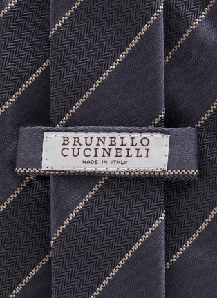 Detail View - Click To Enlarge - BRUNELLO CUCINELLI - Striped Silk Tie