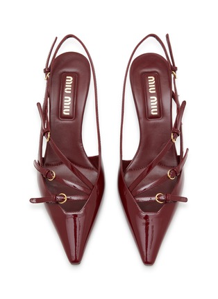 Detail View - Click To Enlarge - MIU MIU - 55 Buckles Leather Slingbacks