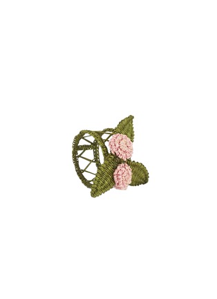 Main View - Click To Enlarge - SUMMERILL & BISHOP - Handwoven Roses Napkin Ring — Pink/Olive Green