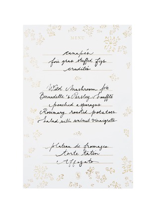 Detail View - Click To Enlarge - SUMMERILL & BISHOP - Bernadette's Falling Flower Gold Foil Table Menu — Set of 12