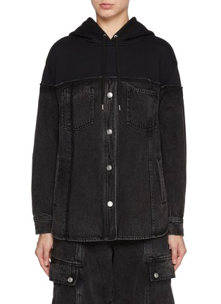 Main View - Click To Enlarge - 3.1 PHILLIP LIM - Hybrid Dark Wash Denim Hoodie