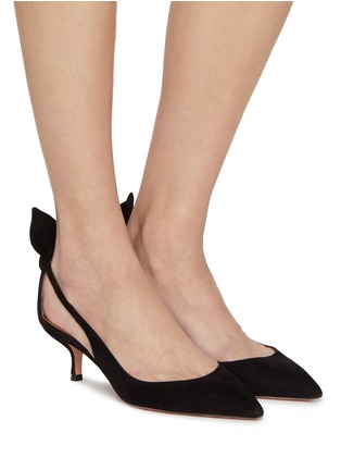 Figure View - Click To Enlarge - AQUAZZURA - Bow Tie 50 Suede Pumps