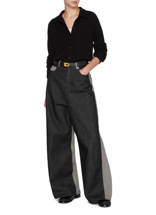 Figure View - Click To Enlarge - TEURN STUDIOS - Baggy Patchwork Dark Wash Jeans