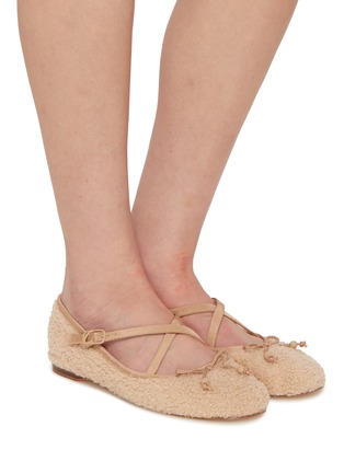 Figure View - Click To Enlarge - CIRCUS BY SAM EDELMAN - Zuri Criss Cross Shearling Leather Ballerina Flats