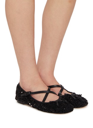 Figure View - Click To Enlarge - CIRCUS BY SAM EDELMAN - Zuri Criss Cross Sequins Leather Ballerina Flats