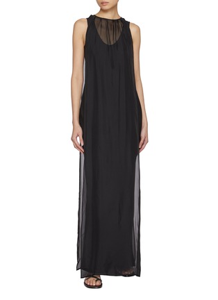 Figure View - Click To Enlarge - LA COLLECTION - Danni Chiffon Silk Dress and Kate Silk Tank Dress Set