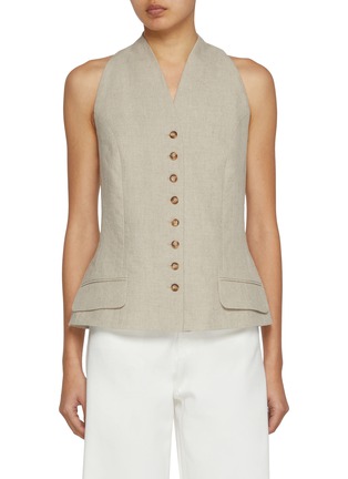 Main View - Click To Enlarge - LA COLLECTION - Akari V-Neck Linen Waistcoat