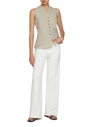 Figure View - Click To Enlarge - LA COLLECTION - Akari V-Neck Linen Waistcoat