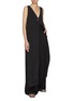 Figure View - Click To Enlarge - LA COLLECTION - Louise V-Neck Open Side Silk Dress