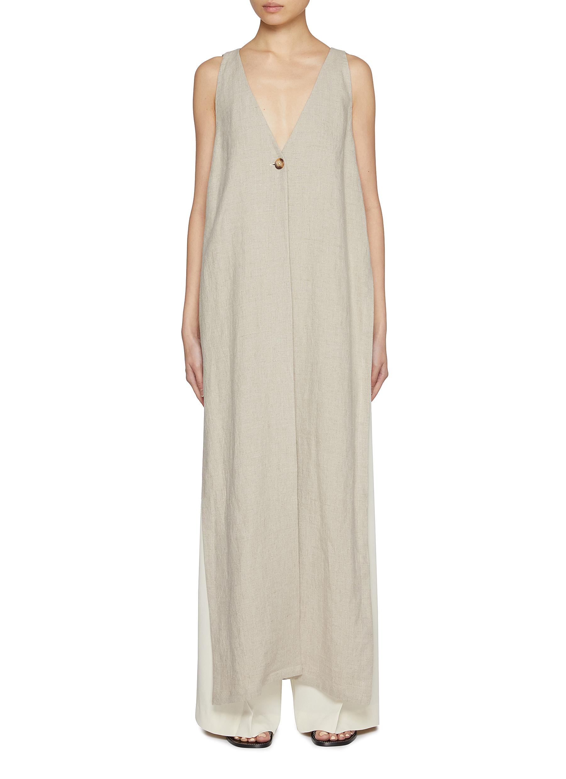 LA COLLECTION | Louise V-Neck Open Side Linen Dress