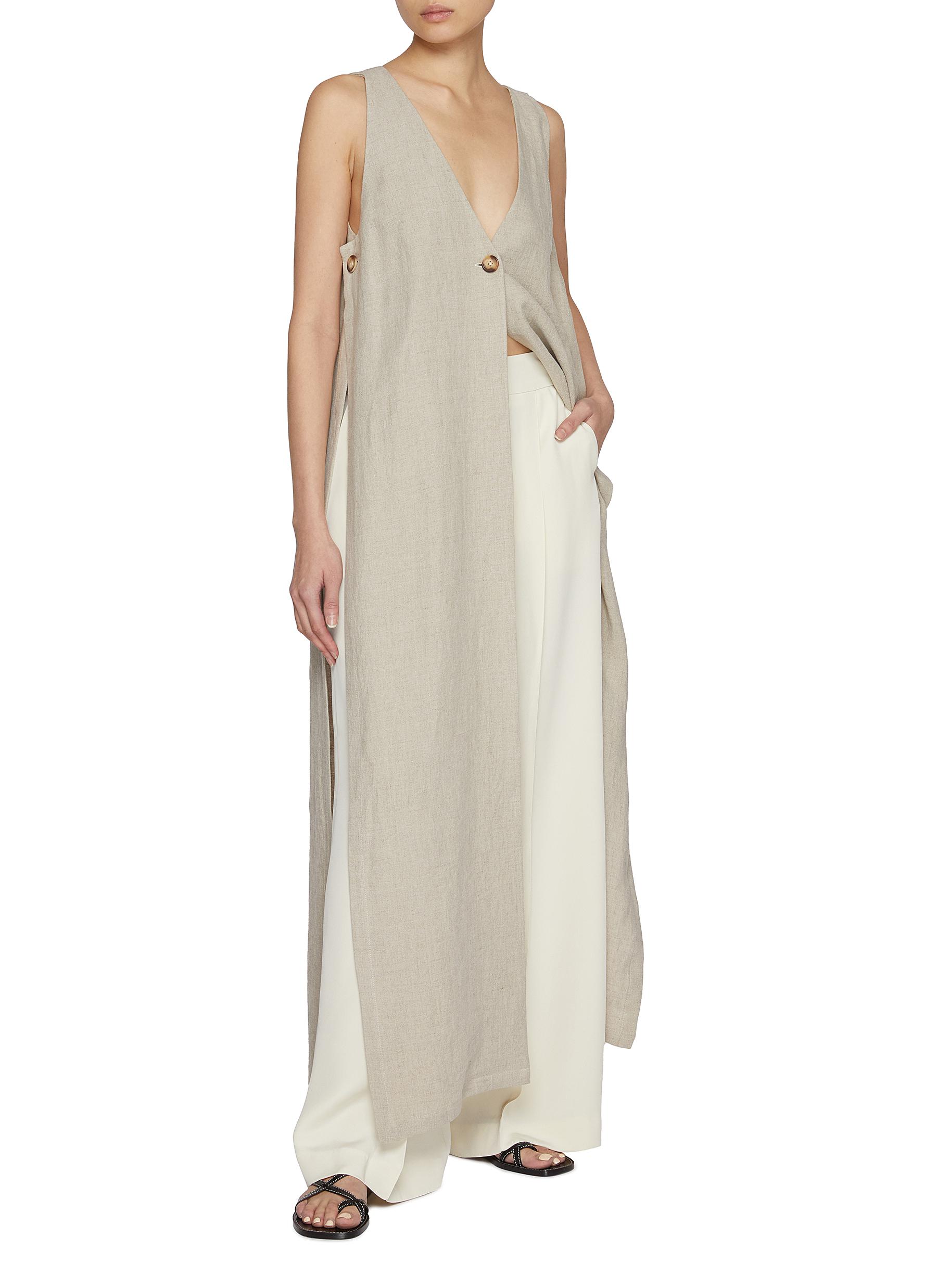 LA COLLECTION | Louise V-Neck Open Side Linen Dress