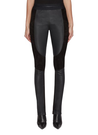 Main View - Click To Enlarge - HELMUT LANG - Suede Insert Leather Leggings