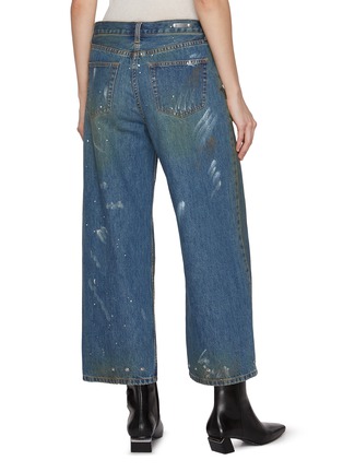 Back View - Click To Enlarge - HELMUT LANG - Cropped Paint Motif Cotton Wide Leg Jeans