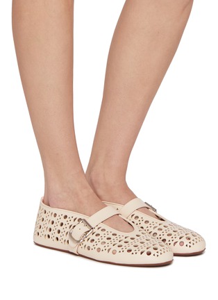 Figure View - Click To Enlarge - ALAÏA - Perforated Leather Ballerina Flats