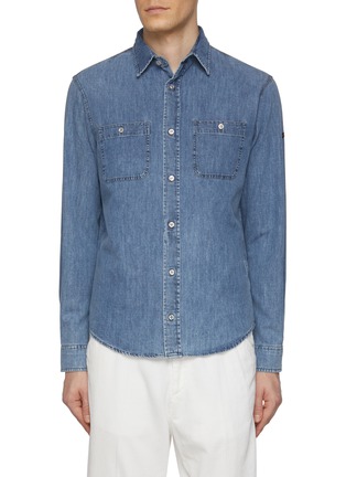 Main View - Click To Enlarge - PAUL & SHARK - Chest Pocket Medium Washed Denim Shirt