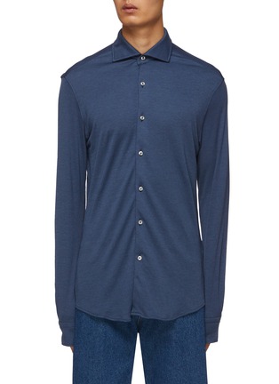 Main View - Click To Enlarge - PAUL & SHARK - Spread Collar Extrasoft Cotton Blend Shirt